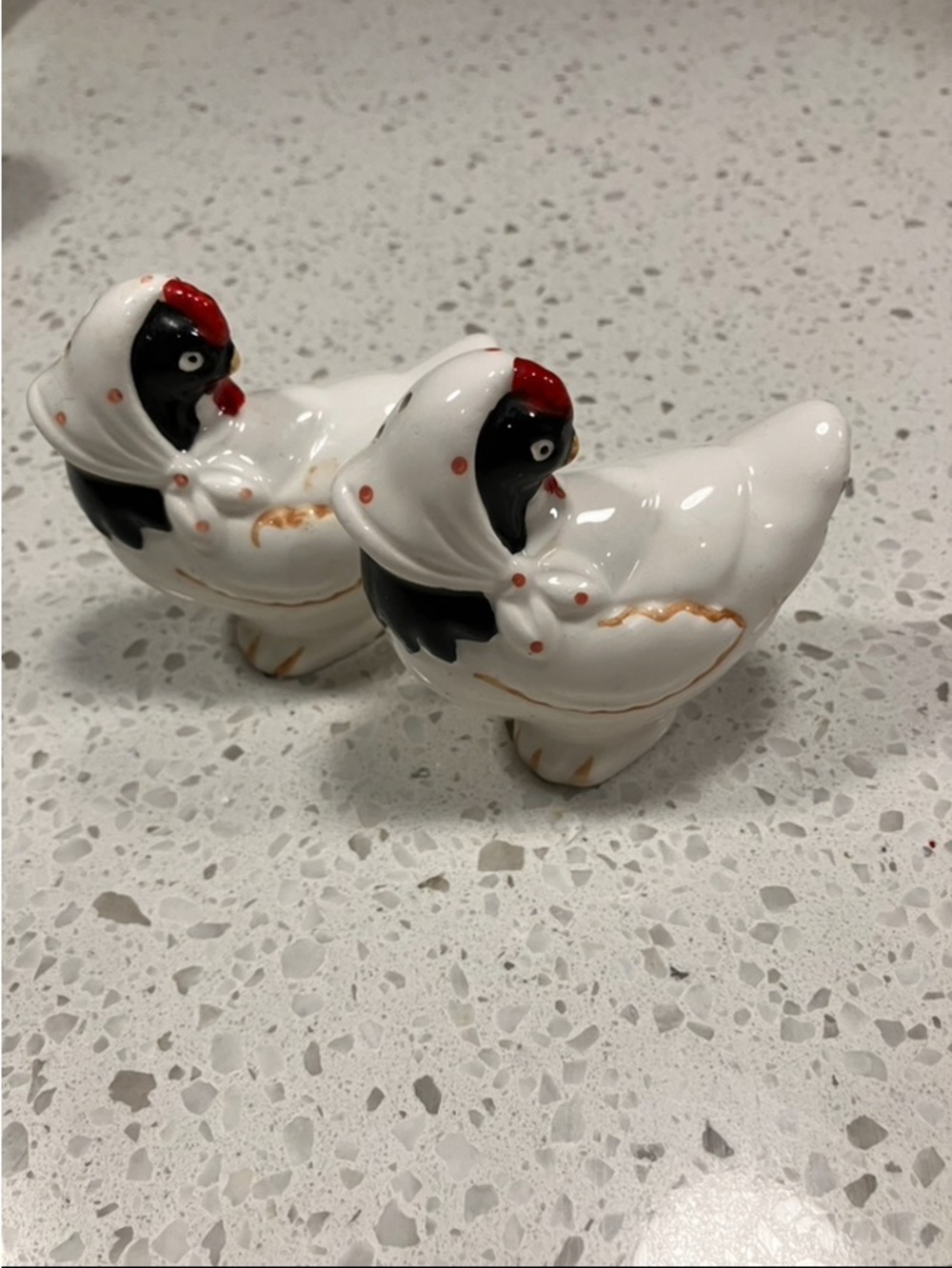 Decorative Ceramic Hen Salt & Pepper Shakers - White and Black